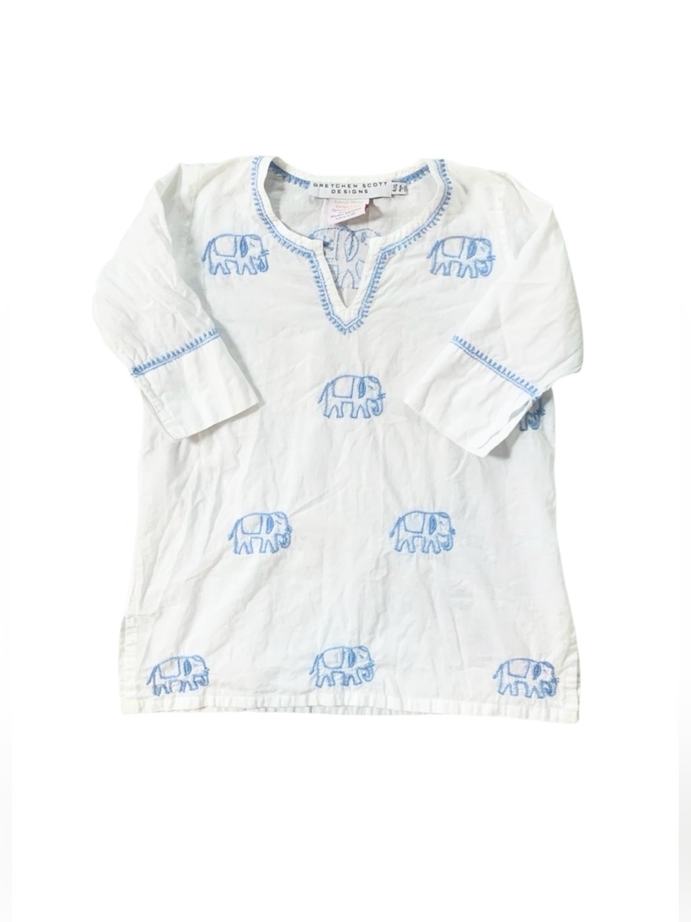 Gretchen Scott Elephant Cotton Tunic Top Resort Beach Coverup Little Girls 4/6 - Picture 1 of 5